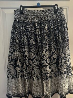 Boho Festival Hippy Made in India 100% Cotton Lined Skirt size Lg Petite